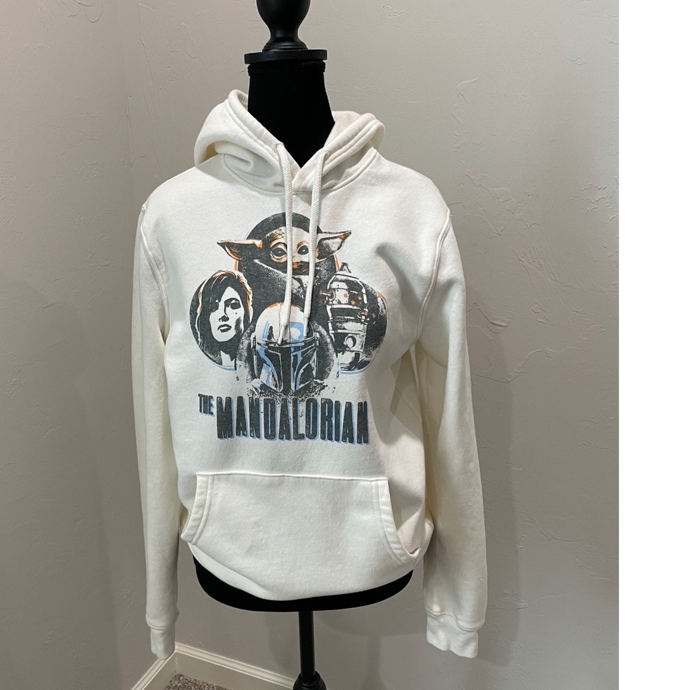 Star Wars The Mandalorian Fifth Sun Grogu Graphic Hoodie Cream Small
